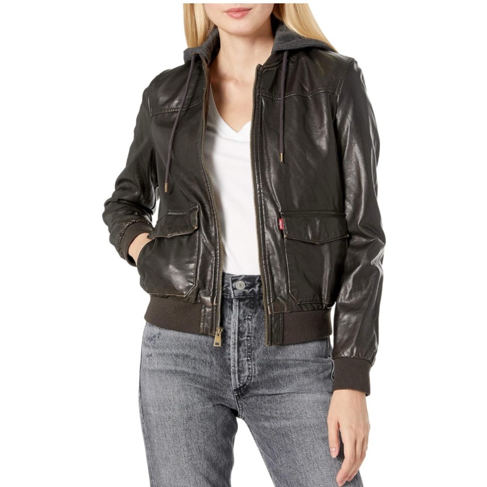 Levi's Women's Black Hooded Bomber Jacket